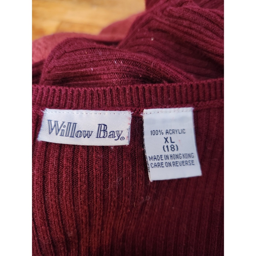 90s Burgundy Ribbed Cardigan - Picture 4 of 4
